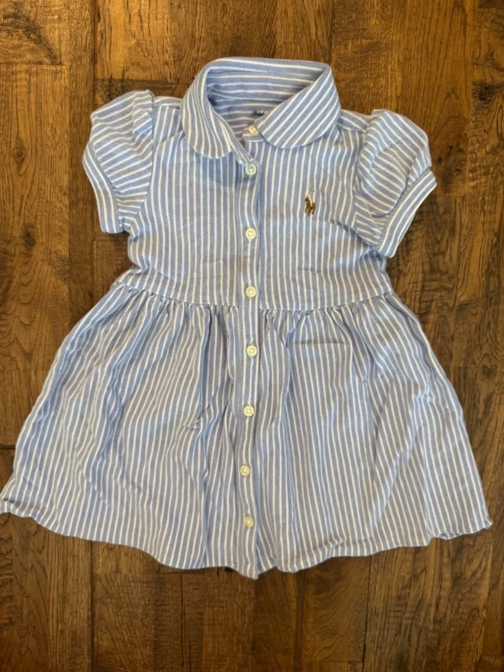 Ralph Lauren Oxford Stripe Pique Dress Bloomers Baby Girl Size 12 Months